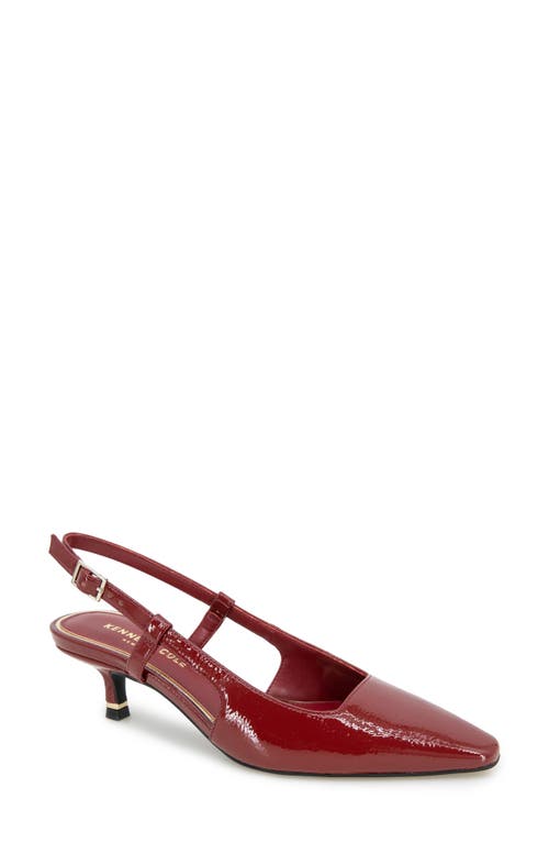 Kenneth Cole Martha Slingback Kitten Heel Pump In Rio Red Patent