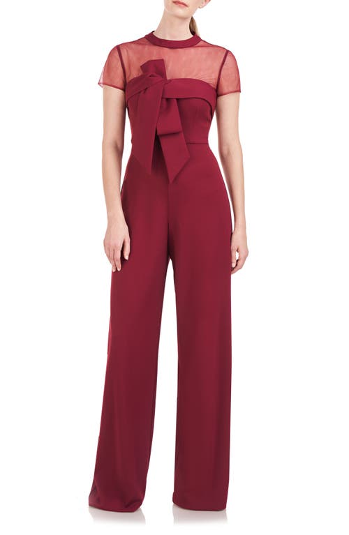 Stretch Crepe Jumpsuit in Deep Red