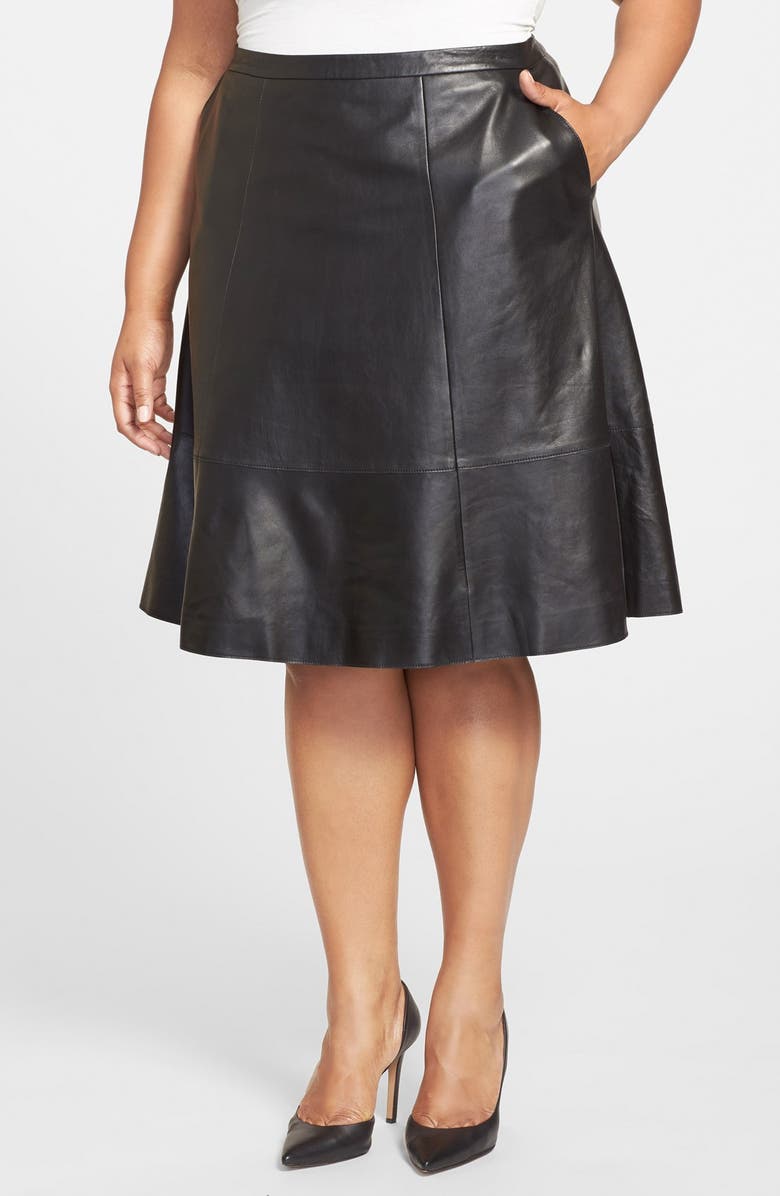 Sejour Lambskin Leather Full Skirt (Plus Size) | Nordstrom