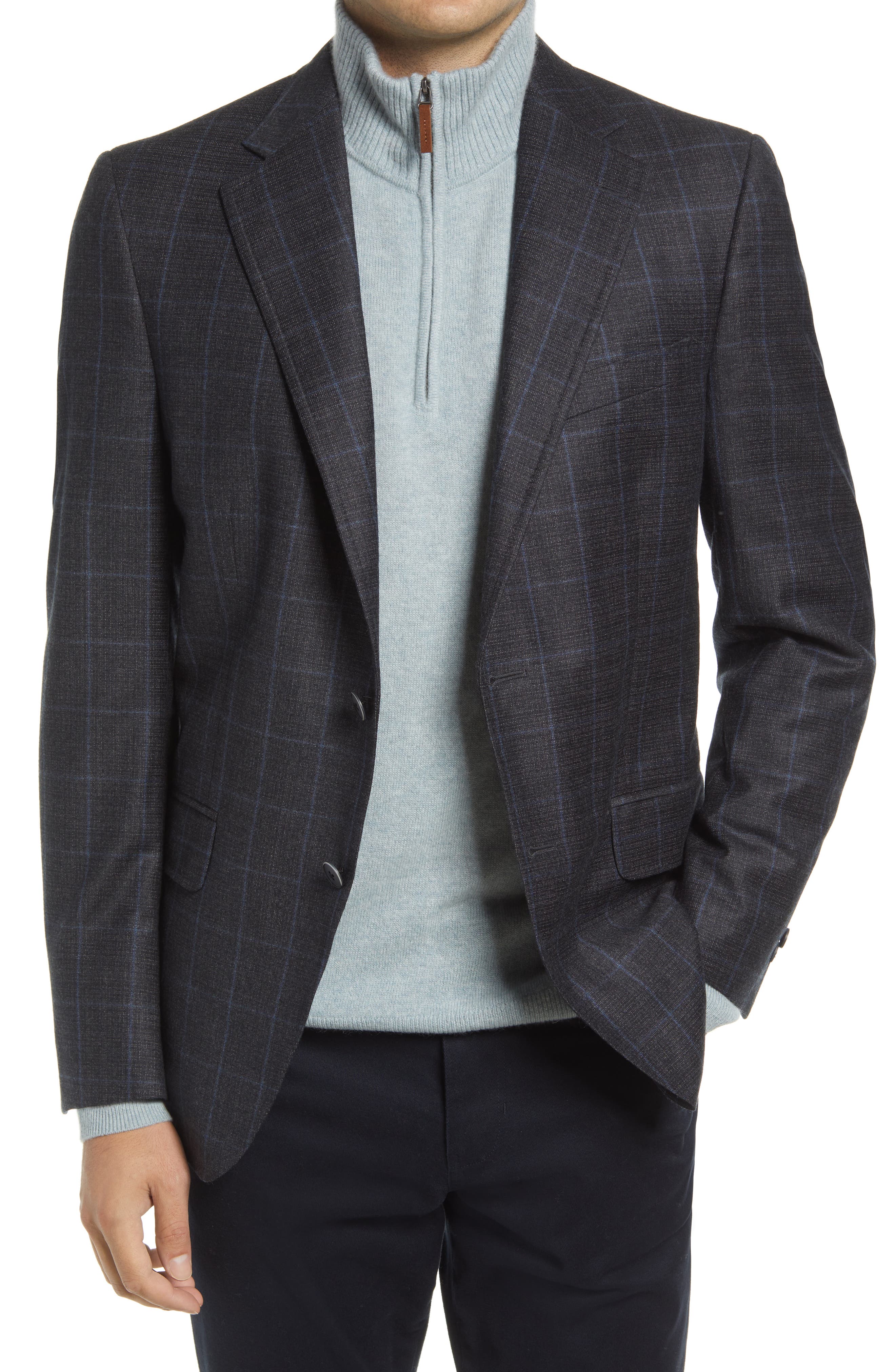 men's grey wool blazer slim fit