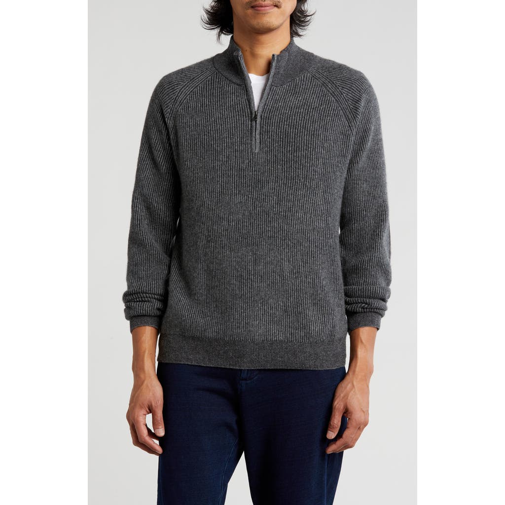 Bruno Magli Rib Cashmere Pullover In Grey Charcoal