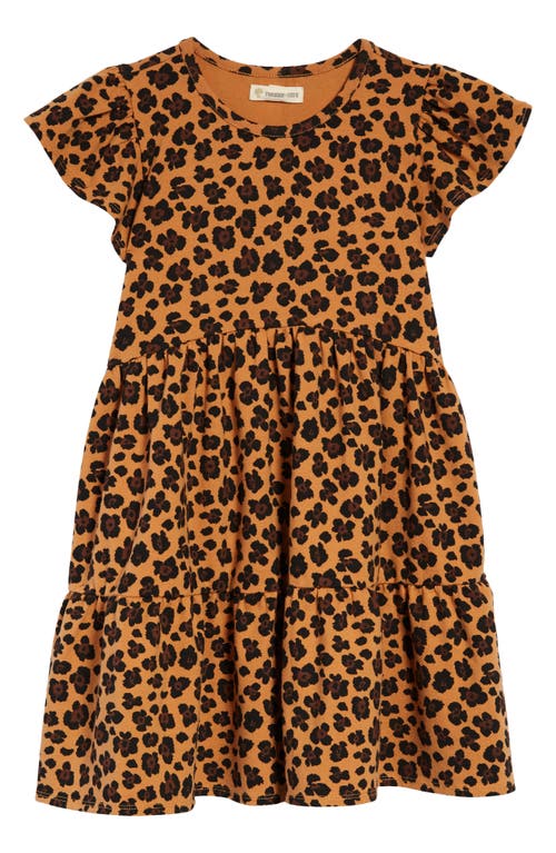Tucker + Tate Tiered Organic Cotton Jersey Dress in Tan Biscuit Cheetah Spots