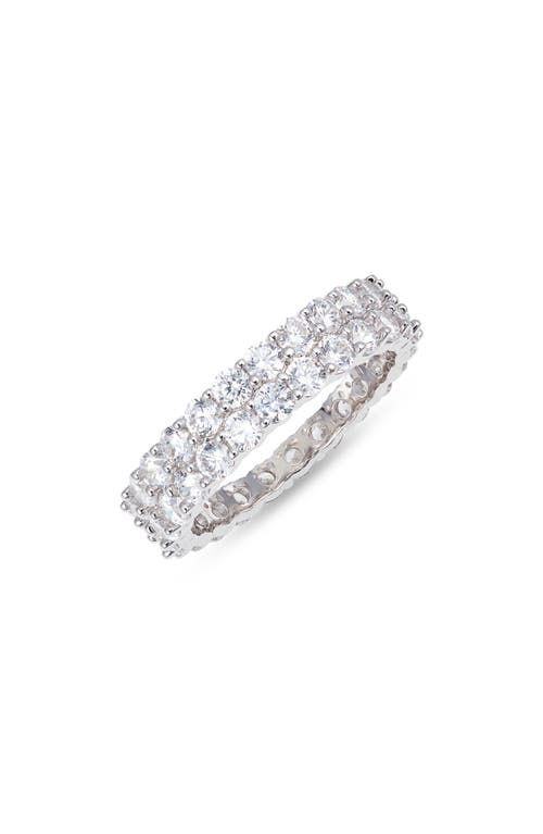 Shop Nordstrom Wide Cubic Zirconia Eternity Ring In Clear- Silver