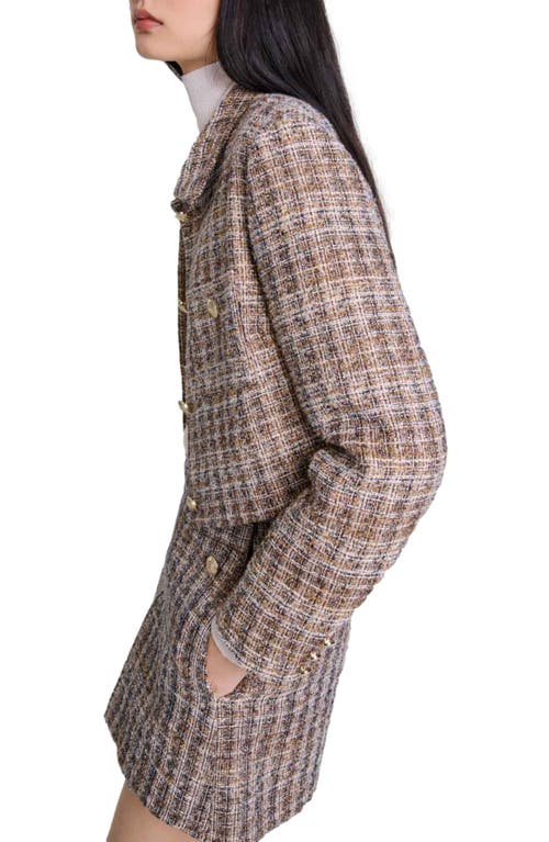 Shop Maje Short Tweed Jacket In Brown