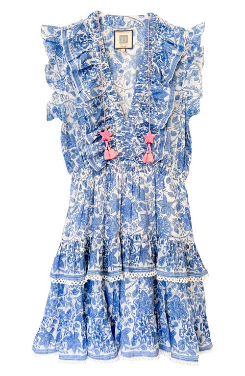 Rainey Floral Cotton & Silk Cover-Up Minidress in Blue Floral