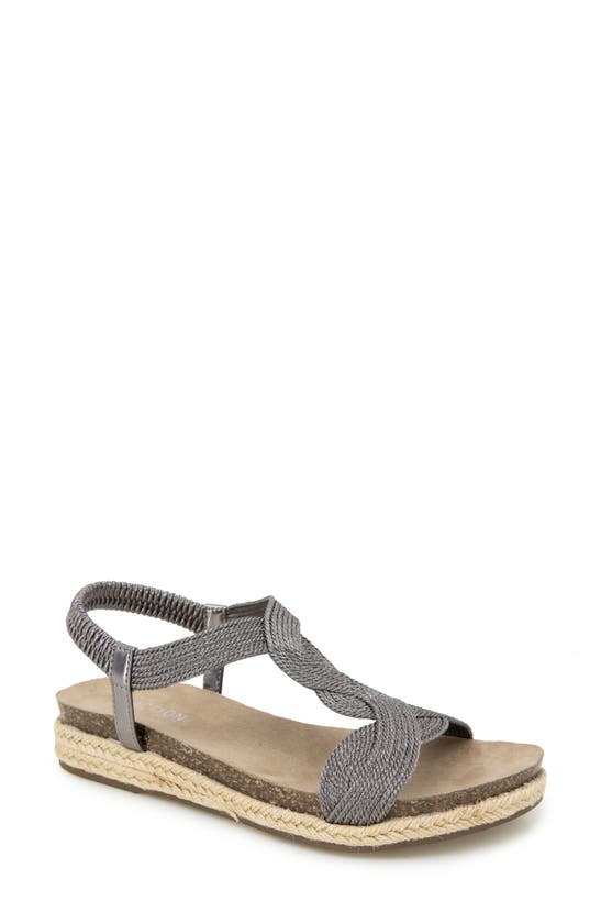 Reaction Kenneth Cole Harmony Espadrille Platform Sandal In Pewter Fabric