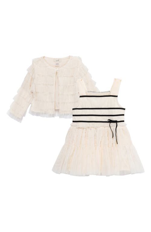 Peek Essentials Stripe Smocked Tulle Dress & Jacket in Cream at Nordstrom, Size 12-18M