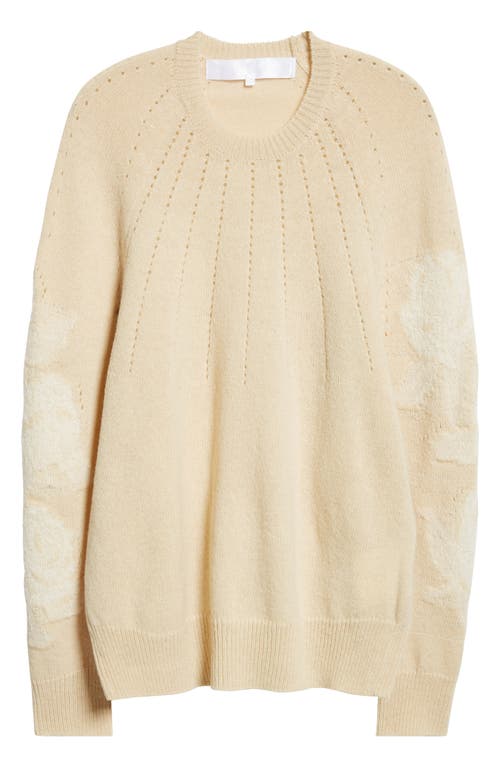 Shop Tao Comme Des Garçons Two-tone Mixed Stitch Wool Blend Crewneck Sweater In Natural