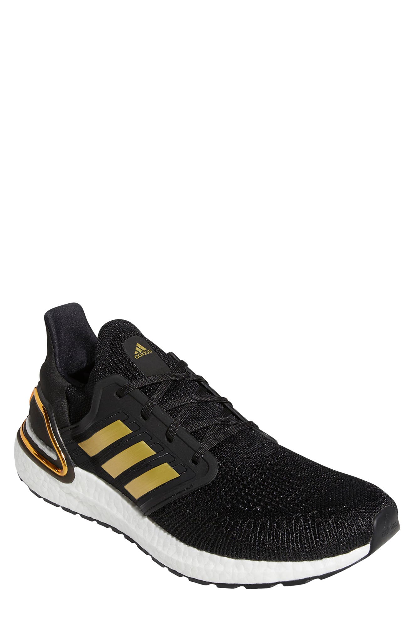 Adidas Originals Ultraboost 20 Running Shoe In Black/ Gold Met/ Solar Red