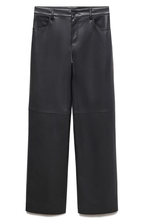 Mango High Waist Straight Leg Faux Leather Pants In Black