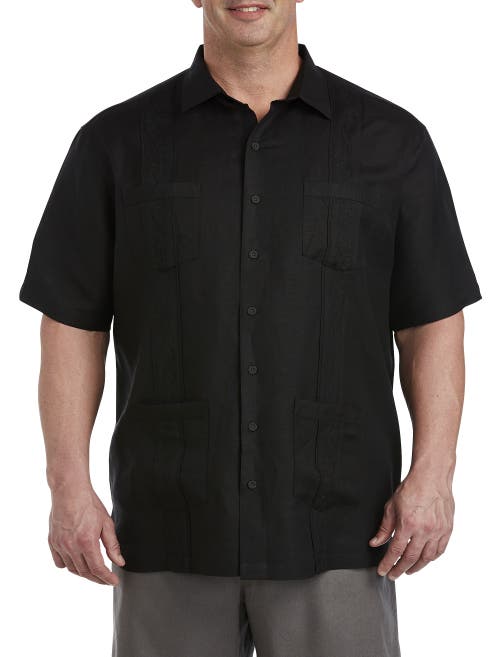 Shop Oak Hill By Dxl Embroidered Panel Sport Shirt In Black