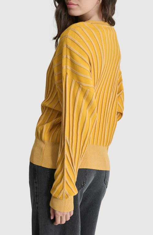 Shop Dkny Transfer Stitch Sweater In Goldenrod/vanilla Bean