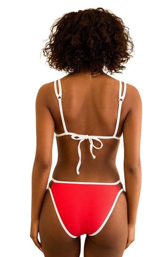 Dippin Daisys Billy Double Strap Bikini Top In Poppy/white Rib