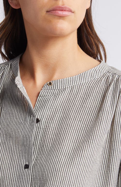 Shop Sessun Sessùn A View Stripe Cotton Button-up Shirt In White/black Stripe