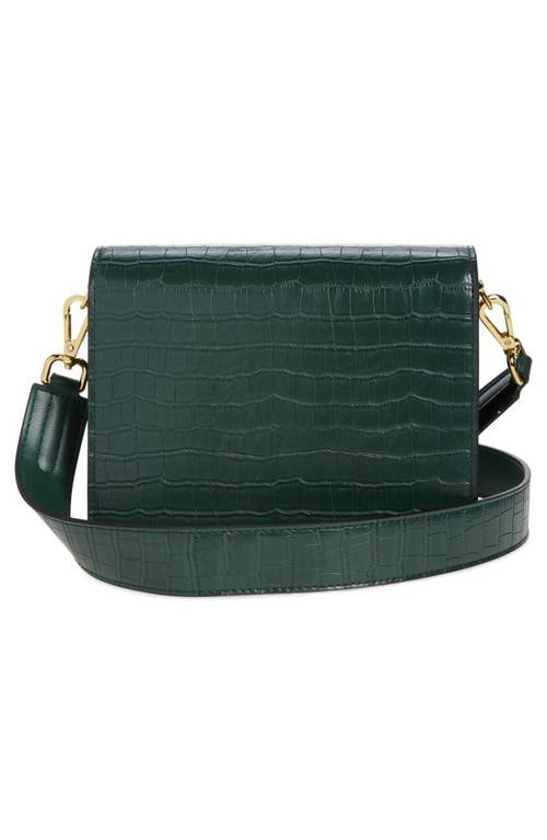 Jw Pei Mini Flap Croc Embossed Faux Leather Crossbody Bag In Dark Green Croc