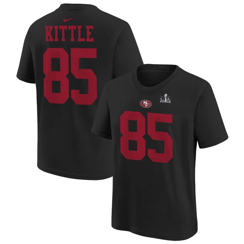 Shop Nike Youth  George Kittle Black San Francisco 49ers Super Bowl Lviii Player Name & Number T-shirt