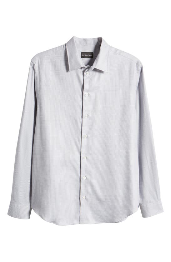 Shop Emporio Armani Micro Check Cotton Button-up Shirt In Grey
