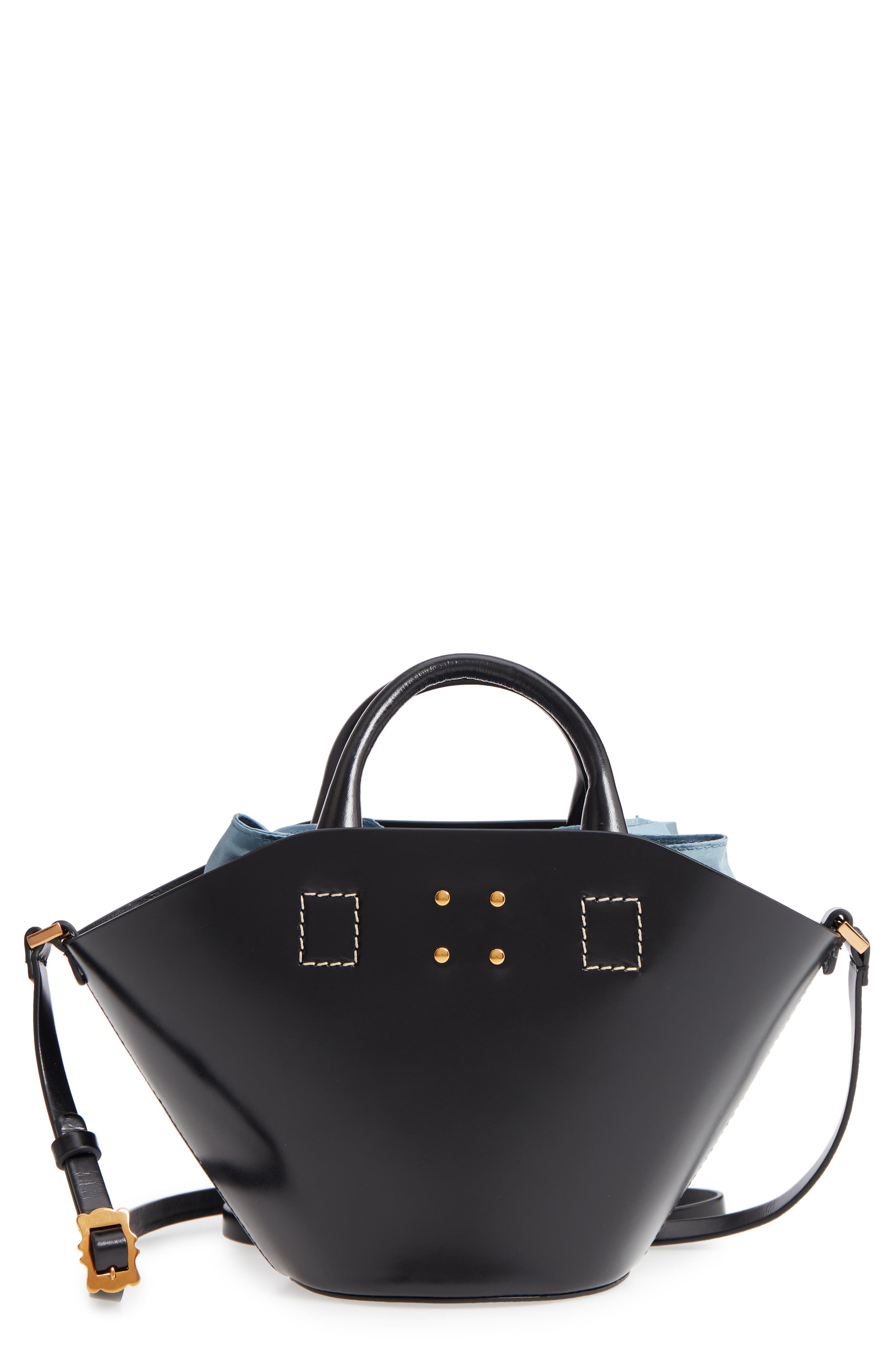 trademark small leather bucket bag