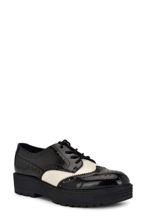 Shop Nine West Resttin Wingtip Platform Derby In Black White