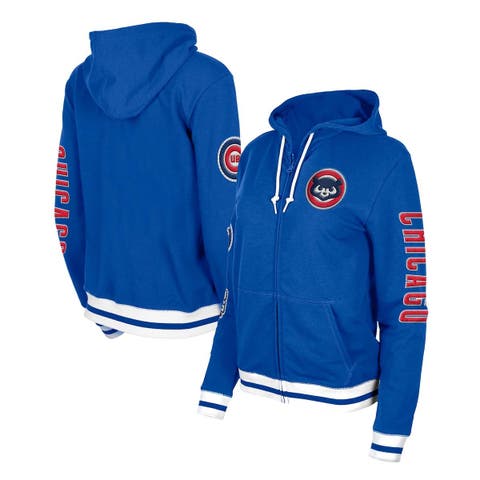 Women's Chicago Cubs Fanatics Branded White Striped Arch Pullover Hoodie