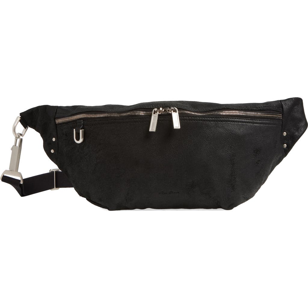 Rick Owens Geo Leather Belt Bag In Black