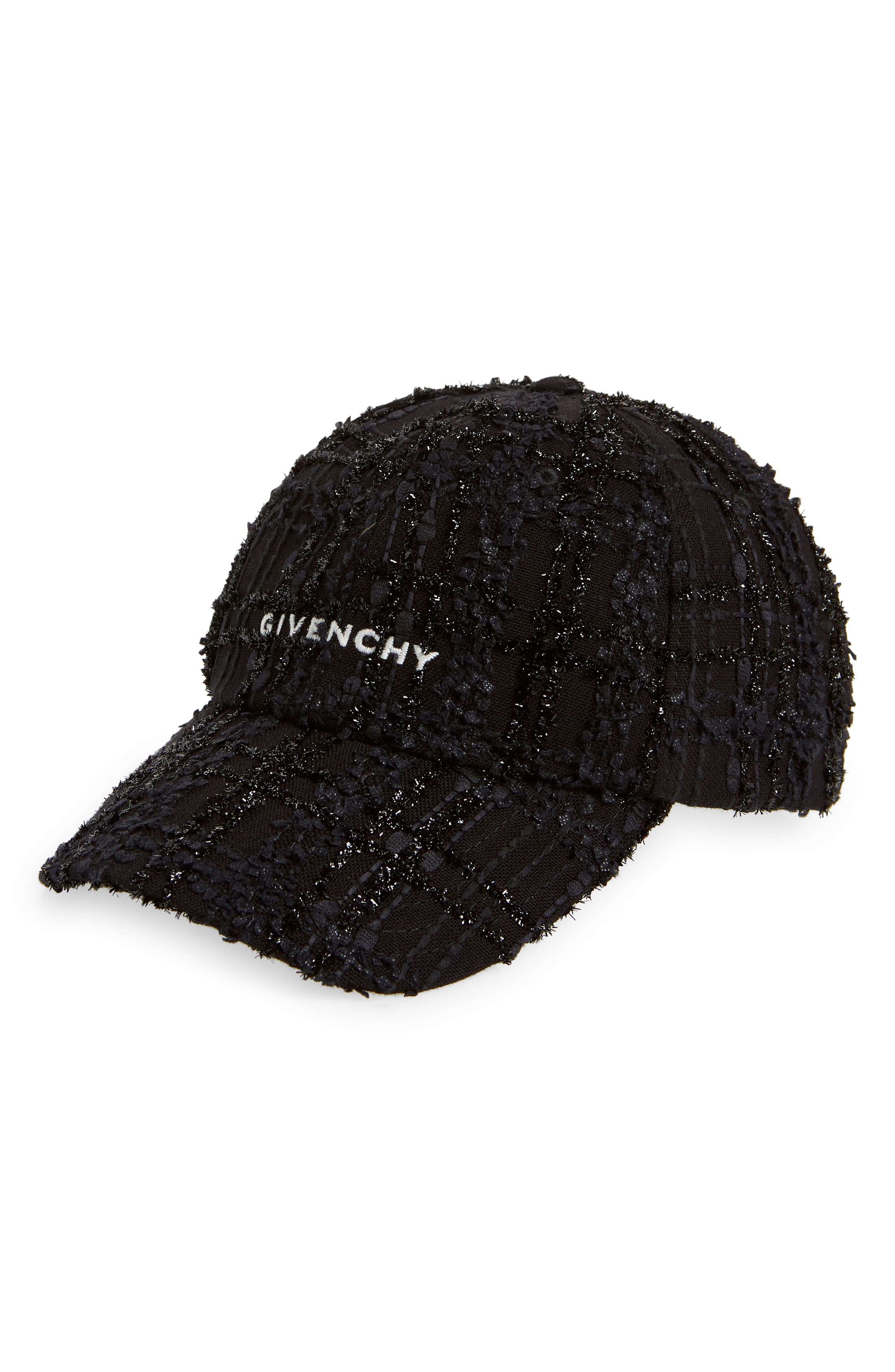 GIVENCHY ツイードベースボールキャップ Givenchy Embroidered Logo Tweed Baseball Cap in Black | Smart Closet
