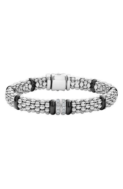 Lagos Black Caviar Diamond 2-link Bracelet In White