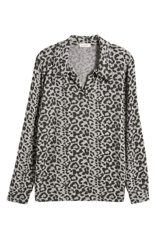 Loveappella Johnny Collar Pullover In Gray/black