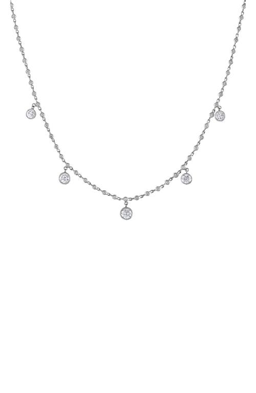 Bezel Diamond Charm Necklace in 18K White Gold