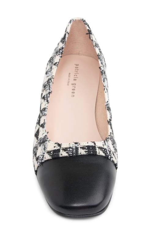 Shop Patricia Green Preston Tweed Cap Toe Pump In Black/cream Tweed