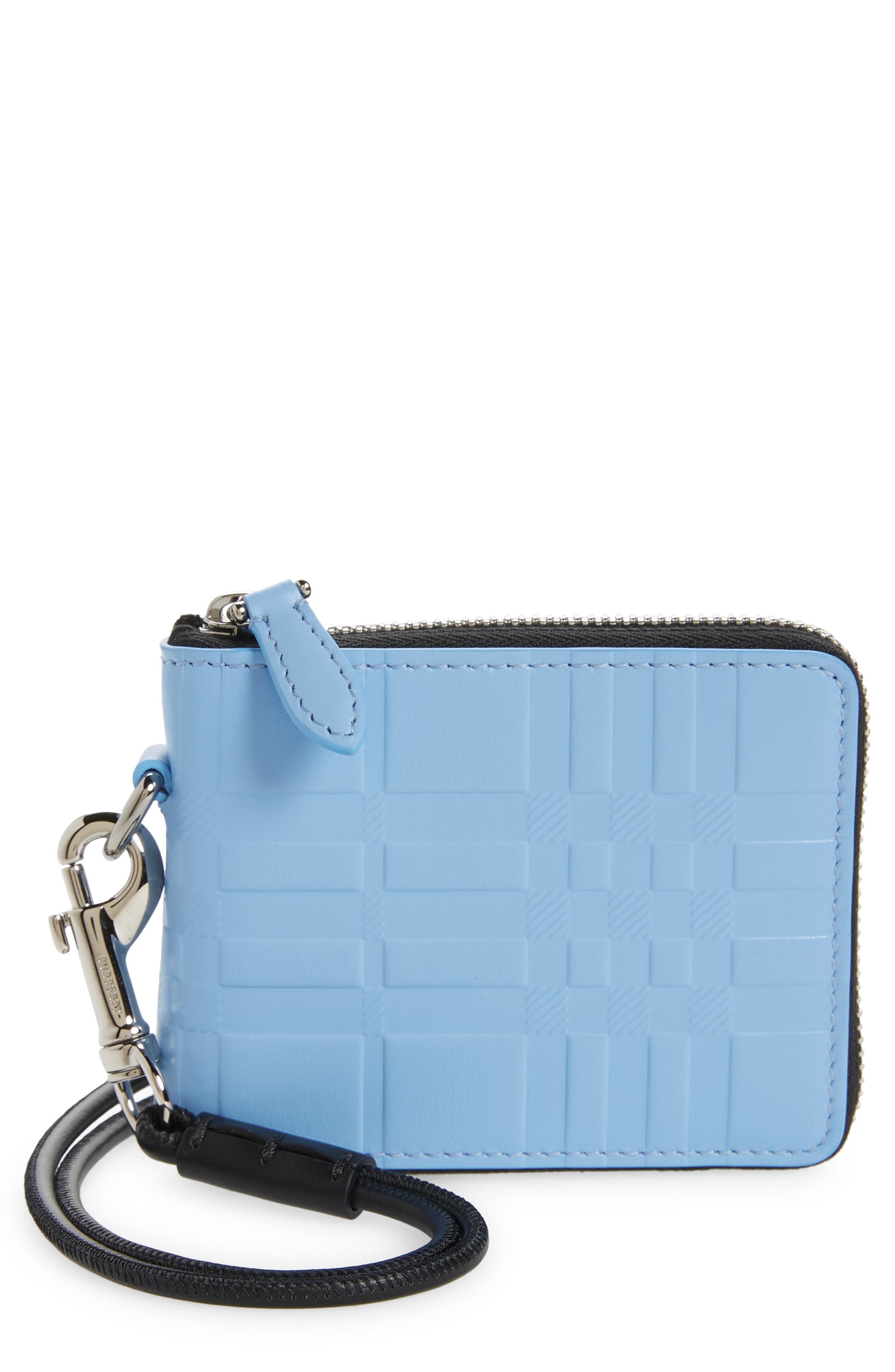 Burberry Daniels Check Embossed Leather Wallet in Soft Cornflower Blue at Nordstrom