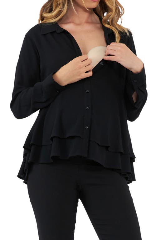 Shop Ripe Maternity Evelyn Peplum Maternity/nursing Shirt In Black