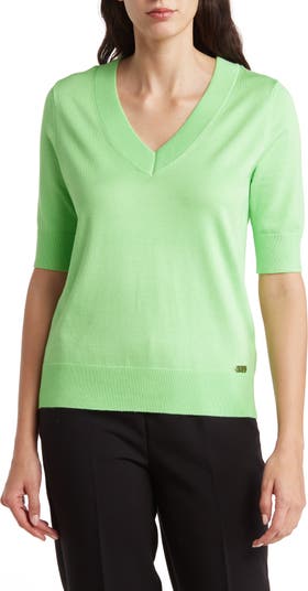 DKNY Asymmetric Mock Neck Sleeveless Sweater