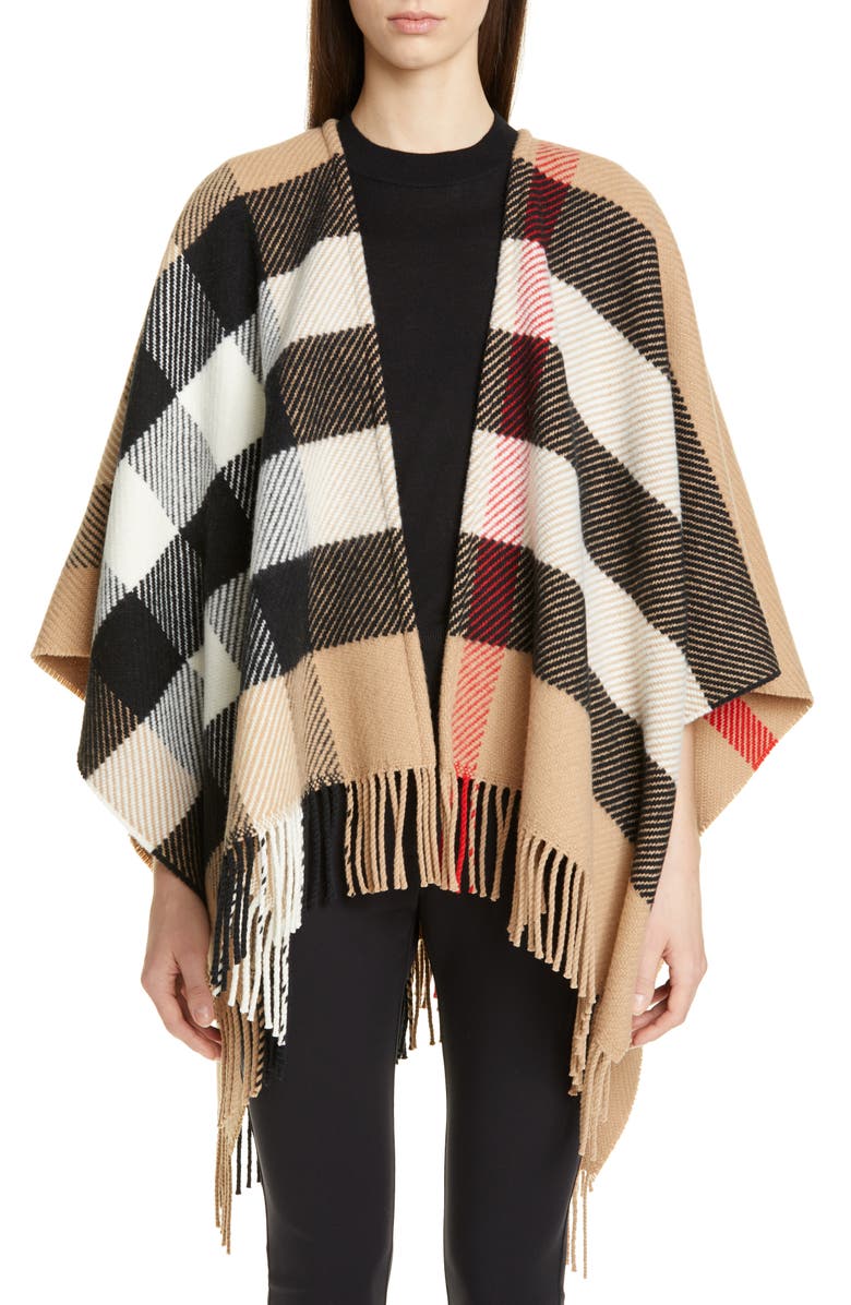 Burberry Mega Check Wool & Cashmere Cape | Nordstrom