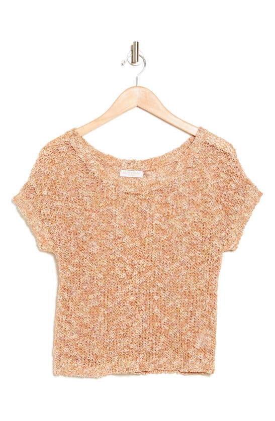 Ramy Brook Lucille Short Sleeve Open Knit Sweater In Gold Combo