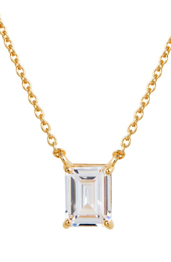 Savvy Cie Jewels Vermeil Emerald Cut Cz Birth Stone Box Cut Necklace In Diamond - April