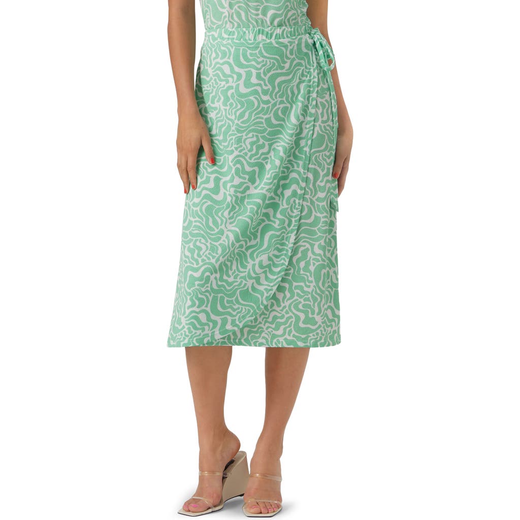 Vero Moda Frida Faux Wrap Midi Skirt In Green