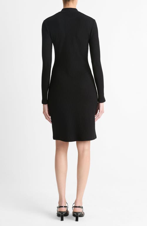 Shop Vince Long Sleeve Rib Dress In Black