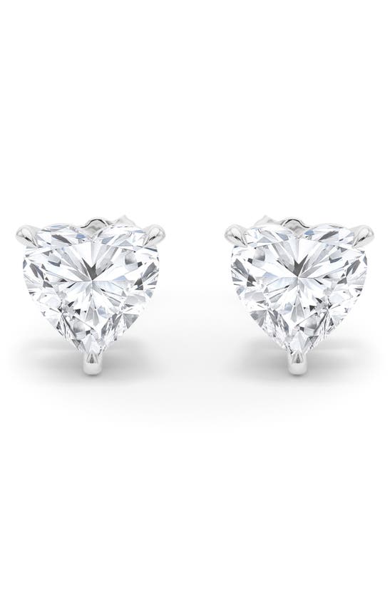 Shop Hautecarat Lab Created Diamond Heart Stud Earrings In 14k White Gold