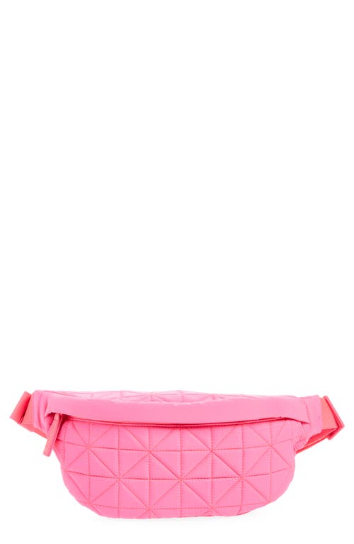 Vee Water Repellent Quilted Nylon Belt Bag in Neon Pink