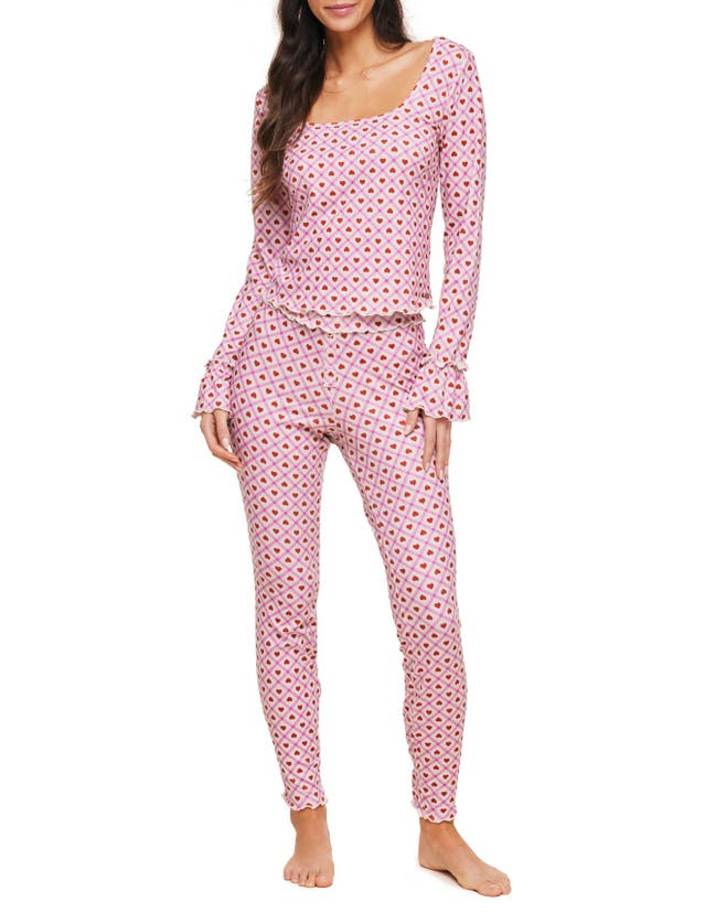 Shop Adore Me Audra Pajama Long Sleeve Top & Legging Set In Novelty Pink