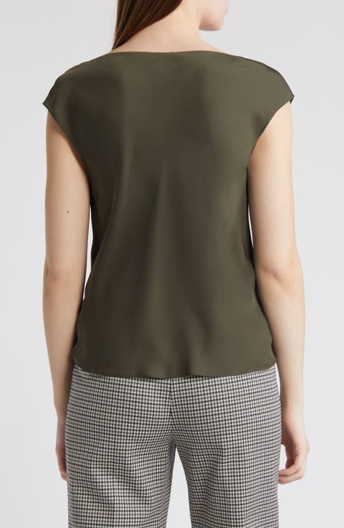 Shop Theory Modern Cowl Neck Silk Top In Dark Olive