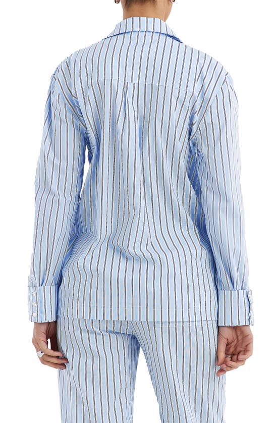 Shop Mistress Rocks Stripe Boxy Button-up Shirt In Blue