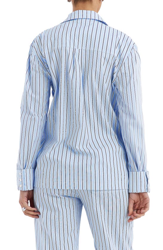 Mistress Rocks Stripe Boxy Button-up Shirt In Blue