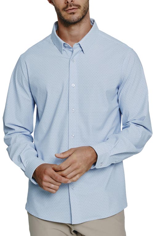Elias Check Performance Button-Up Shirt in Blue