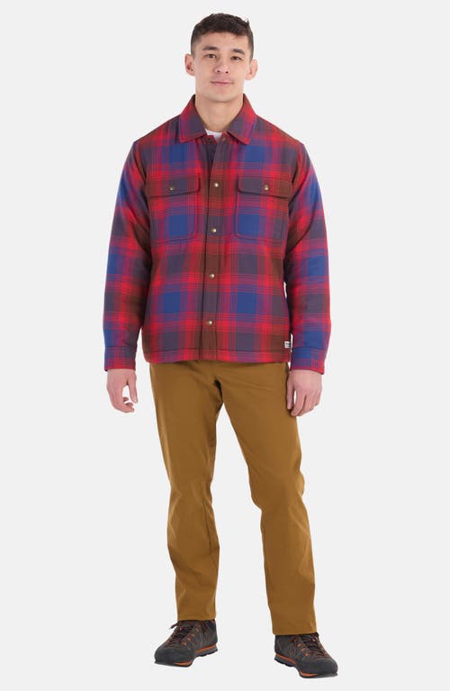 Marmot Ridgefield Fleece Lined Flannel Snap-up Shirt Jacket In Team Red