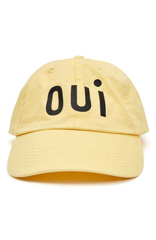 Clare V. Oui Baseball Cap<br> in Butter W Printed Black Oui 