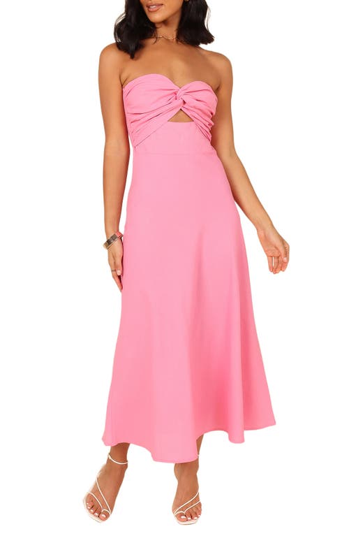 Petal & Pup Rosetta Cutout Cotton Linen Strapless Dress at Nordstrom,