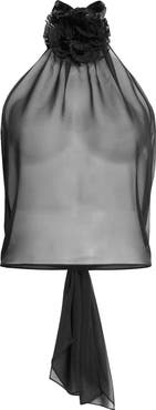 Dolce&Gabbana Rosette Silk Blend Chiffon Halter Top