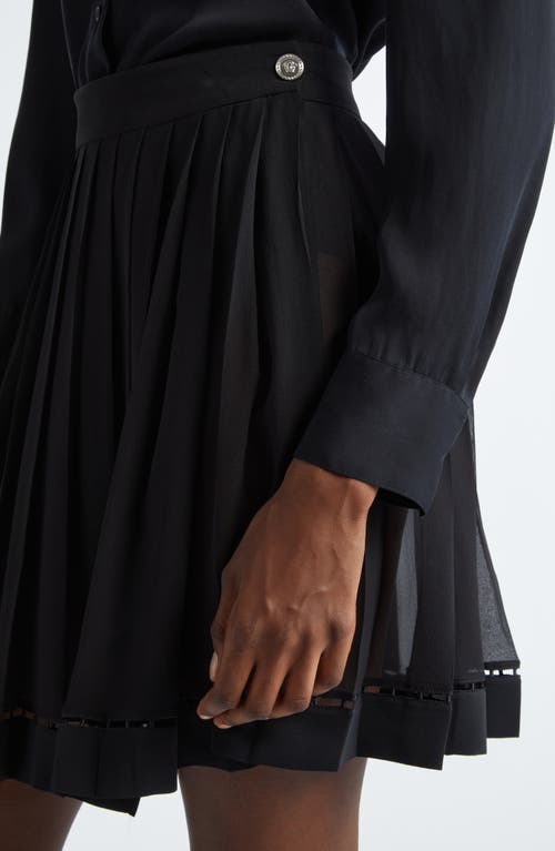 Shop Versace Pleated Silk Georgette Skirt In Black